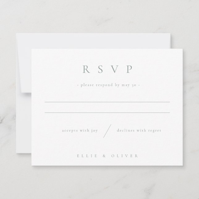 Cartons Réponse Sage Green & White Boho Photo Mariage Moderne (Devant)
