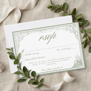 Cartons Réponse Sage Vintage Arch Botanique de Treillis Mariage QR