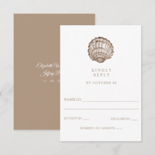 Cartons Réponse Sandy Seashells Marine Ocean Beach Mariage