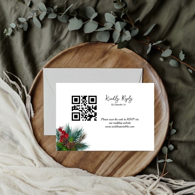 Cartons Réponse Sapin de Noël élégant  mariage Répondez s'il vous  (Créateur téléchargé)