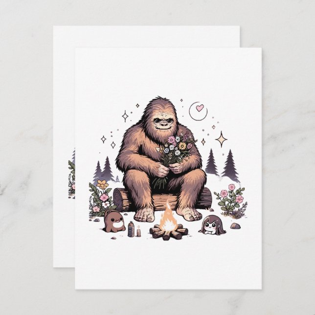 Cartons Réponse Sasquatch Holding Flowers (Devant / Derrière)