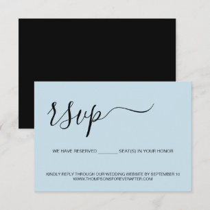 Cartons Réponse Script bleu minimal Réservé Site Mariage de siège