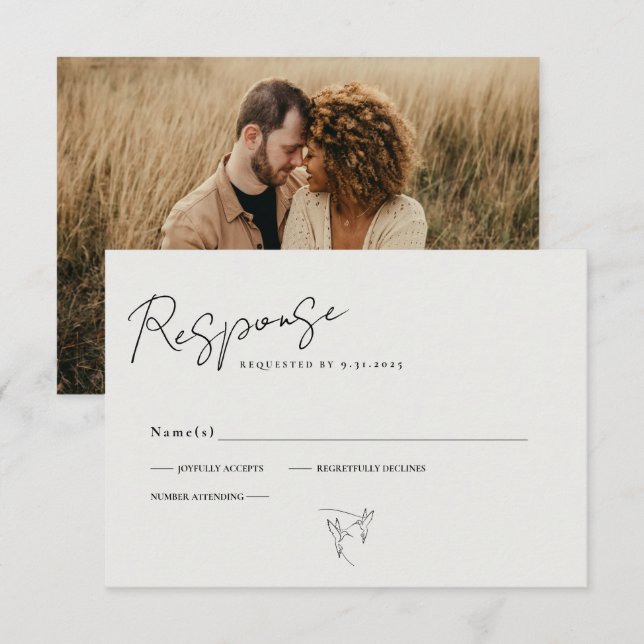 Cartons Réponse Script de calligraphie minimale photo (Devant / Derrière)