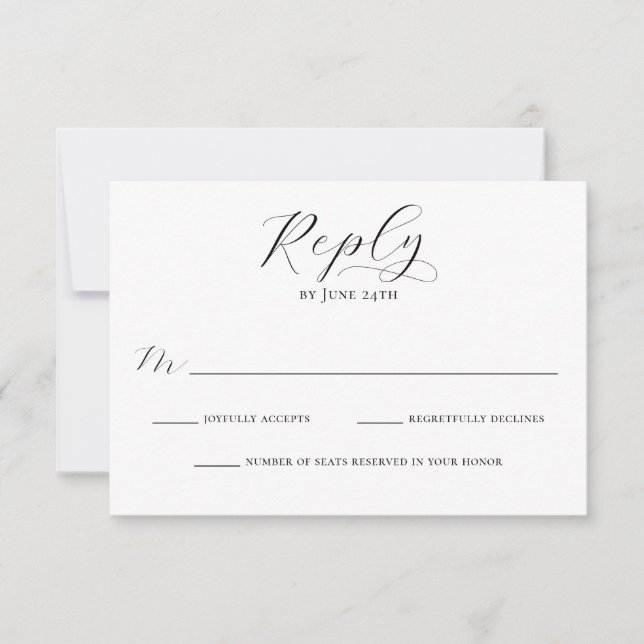 Cartons Réponse Script de calligraphie simple et élégant Mariage m (Devant)