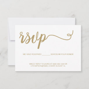 Cartons Réponse Script de teinte or simple élégant