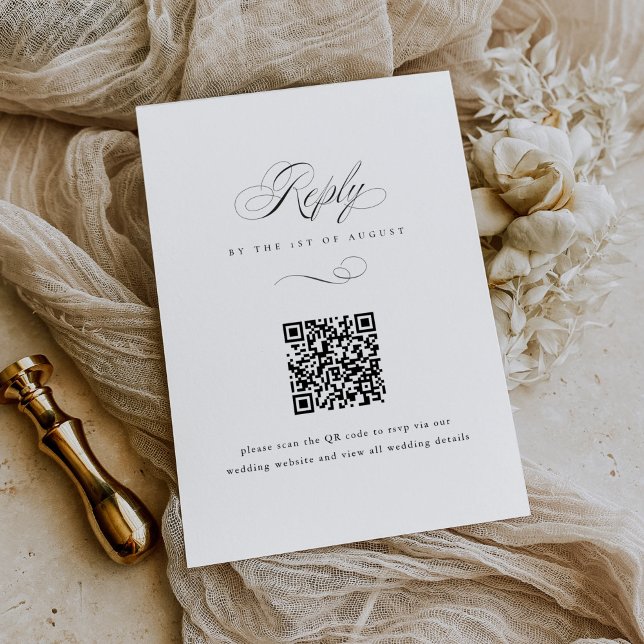 Cartons Réponse Script élégant moderne Classic QR Code Mariage (Créateur téléchargé)