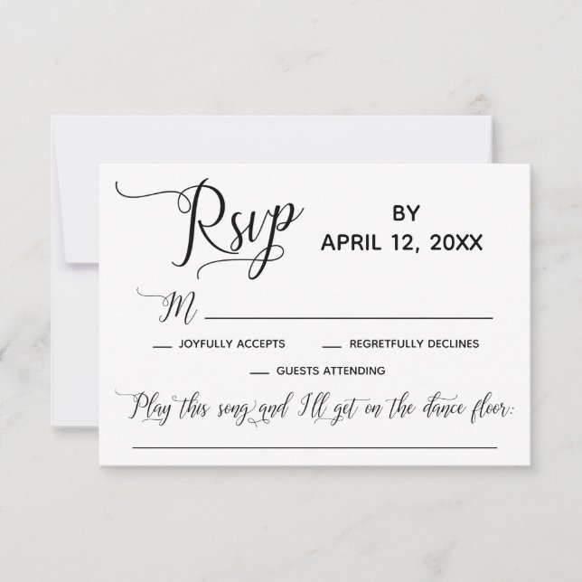 Cartons Réponse Script élégant Simple Chanson Demande de mariage R (Devant)