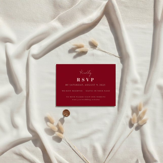 Cartons Réponse Script manuscrit rose et rouge Mariage personnalis (Créateur téléchargé)