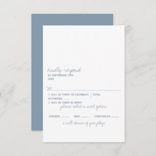 Cartons Réponse Script moderne Dusty bleu minimaliste Mariage