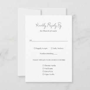 Cartons Réponse Script simple élégant minimaliste Mariage classiqu