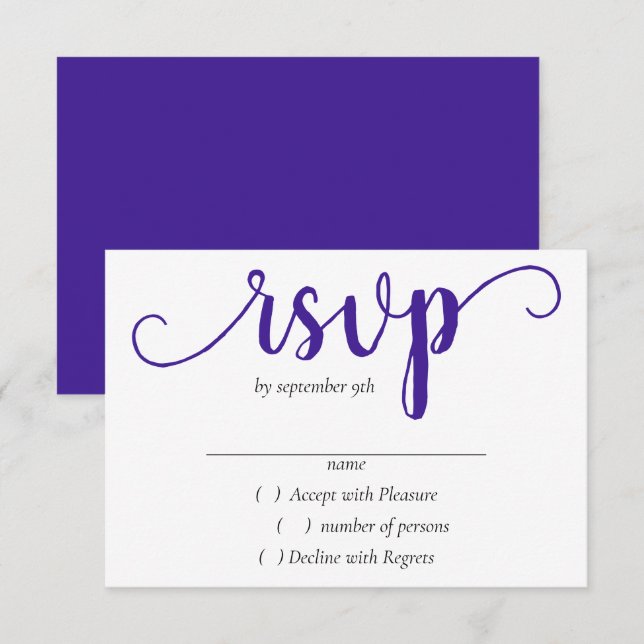 Cartons Réponse Script simple violet | Floraison de raisin radiant (Devant / Derrière)