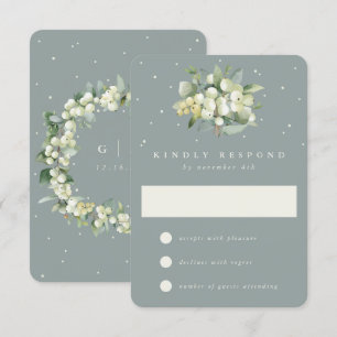 Cartons Réponse Seafoam Green Snowberry+Eucalyptus Mariage