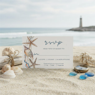 Cartons Réponse Seashell Starfish Plage Mariage Meal Choice