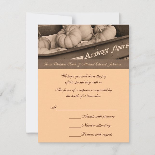 Cartons Réponse Sepia Citrouilles Mariage Wagon (Devant)