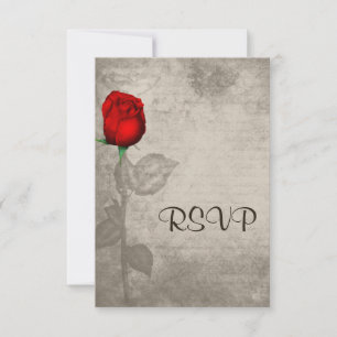 Cartons Réponse Sepia Vintage Spot Color Red Rosebud Mariage