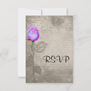 Cartons Réponse Sepia Vintage Spot Color Rose Bud Mariage