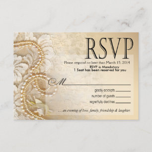 Cartons Réponse Shayla Pearls et Lace RSVP-2   coquille d'œuf