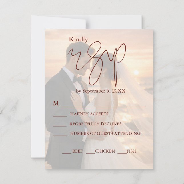 Cartons Réponse Simple and Minimalist Romantic Sunset Beach Vows  (Dos)