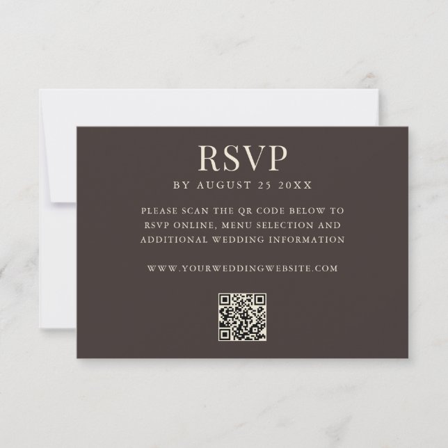Cartons Réponse Simple Brown Modern QR Code Wedding (Devant)