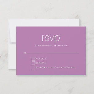 Cartons Réponse Simple chic violet Mariage de typographie moderne
