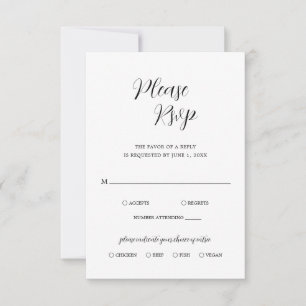 Cartons Réponse Simple contemporain noir et blanc Mariage moderne