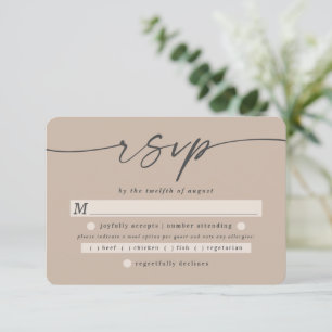 Cartons Réponse Simple couleur solide Taupe Beige Mariage choix de
