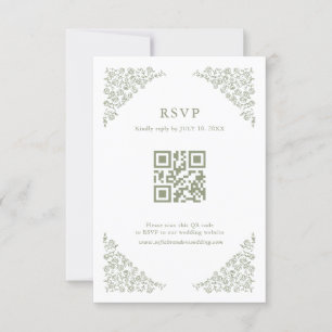 Cartons Réponse Simple Delicale Floral Timeless Sage Green QR Code