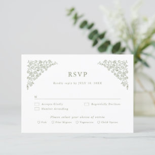 Cartons Réponse Simple Delicate Floral Timeless Sage Mariage vert