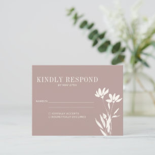 Cartons Réponse Simple Elégant Botanique Dusty Mauve Mariage ivoir