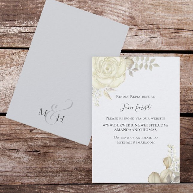 Cartons Réponse Simple Elegant Dusty Blue Gold Foliage Via Interne (Créateur téléchargé)