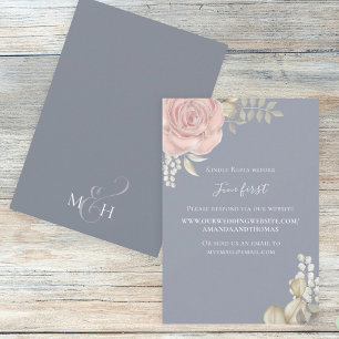 Cartons Réponse Simple Elegant Dusty Blue Gold Foliage Via Interne