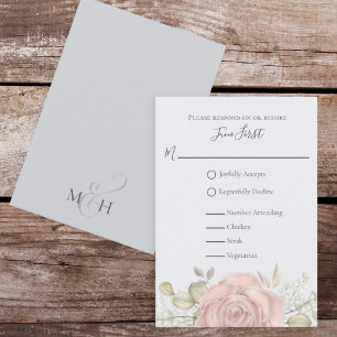 Cartons Réponse Simple Elegant Dusty Rose Gold Foliage