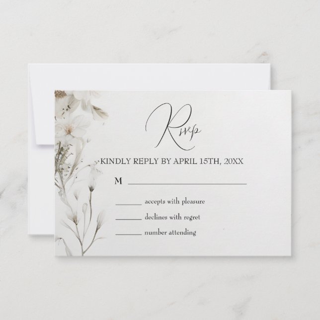 Cartons Réponse Simple Elegant Floral Wedding  (Devant)