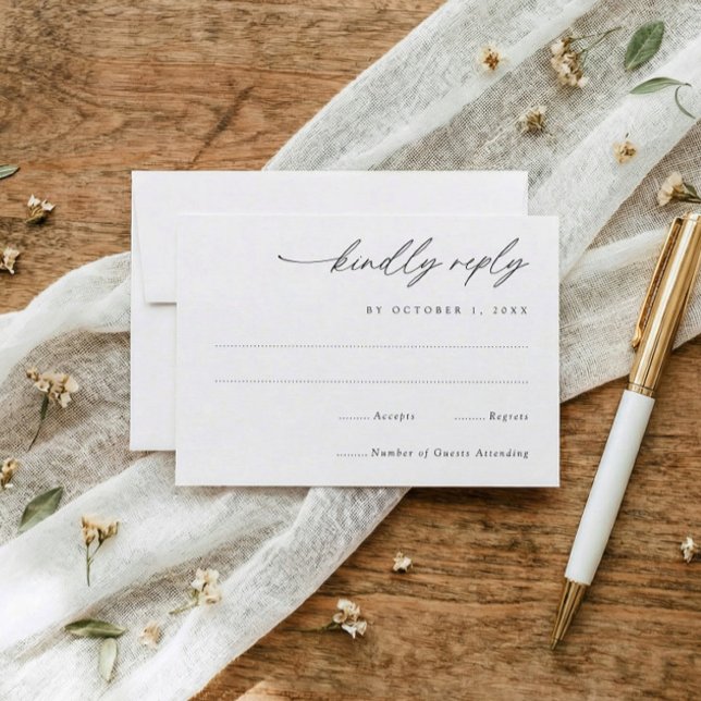 Cartons Réponse Simple Elegant Handwriting Wedding (modern handwriting wedding rsvp card minimalist elegant script mail back response card)