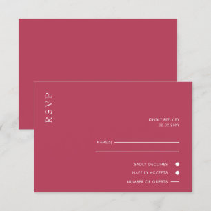 Cartons Réponse Simple élégant minimaliste moderne Mariage Magenta