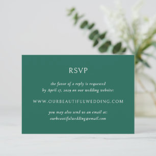 Cartons Réponse Simple Emerald Green Mariage moderne