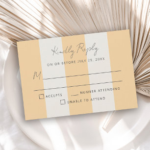 Cartons Réponse Simple Jaune Blanc Cassé Cabana Rayures Mariage RS