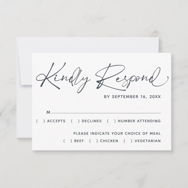 Cartons Réponse Simple Mariage Moderne Script (Devant)