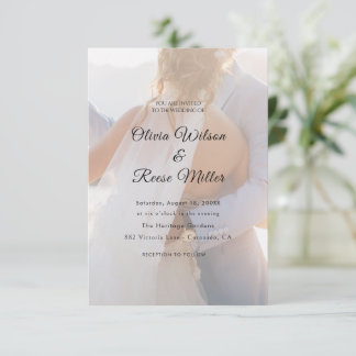 Cartons Réponse Simple Mariage Photo en surimpression Noir & Blanc
