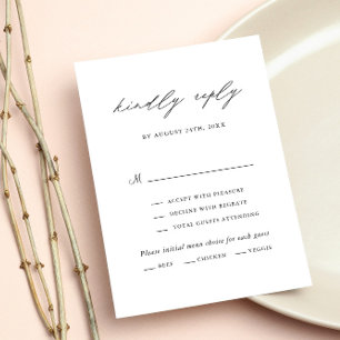 Cartons Réponse Simple minimaliste Calligraphie Script Repas Choix