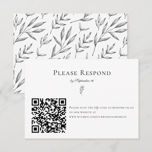 Cartons Réponse Simple minimaliste classique élégant code QR moder (Devant / Derrière)