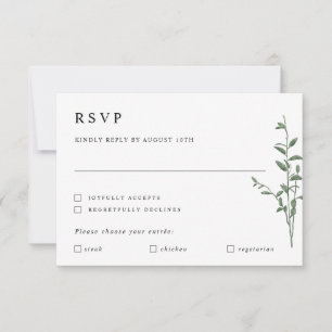 Cartons Réponse Simple Moderne Branche Arbre Mariage botanique RSV