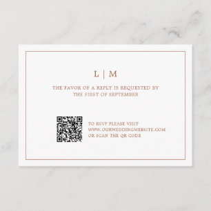 Cartons Réponse Simple Monogramme en terre cuite QR Code Mariage é