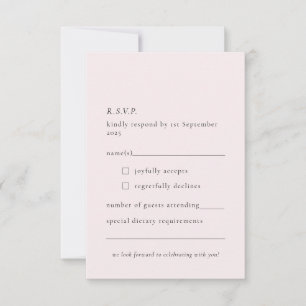 Cartons Réponse Simple Pale Blush Delicate Doux Rose Minimal