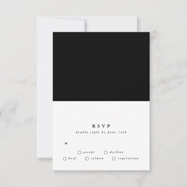 Cartons Réponse Simple Plaque moderne Texte noir Onyx Mariage du d (Devant)