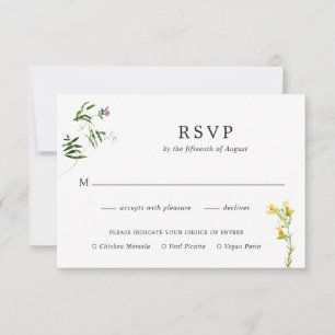 Cartons Réponse Simple Rustique Boho Floral Fleur sauvage Mariage 