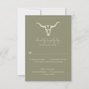 Cartons Réponse Simple Rustique Mariage Vache Crâne Rust Wedding R