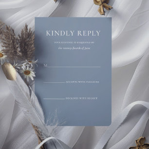 Cartons Réponse Simple stylé Dusty Blue Monogram Mariage
