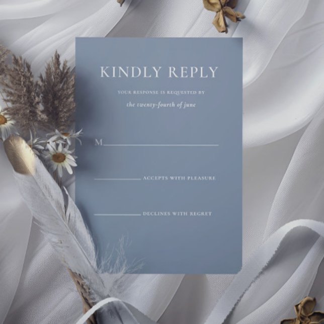 Cartons Réponse Simple stylé Dusty Blue Monogram Mariage (Simple Stylish Dusty Blue Monogram Formal Wedding RSVP Card)
