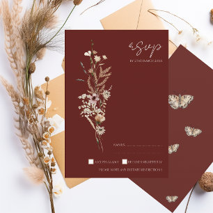 Cartons Réponse Simple Terracotta Automne Fleur sauvage Mariage